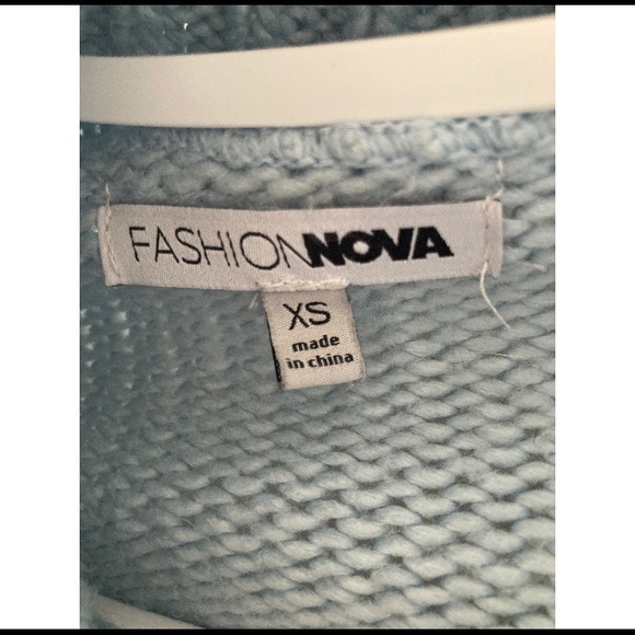 BABY BLUE KNIT SWEATER W/ FRINGE - Picture 6 of 6